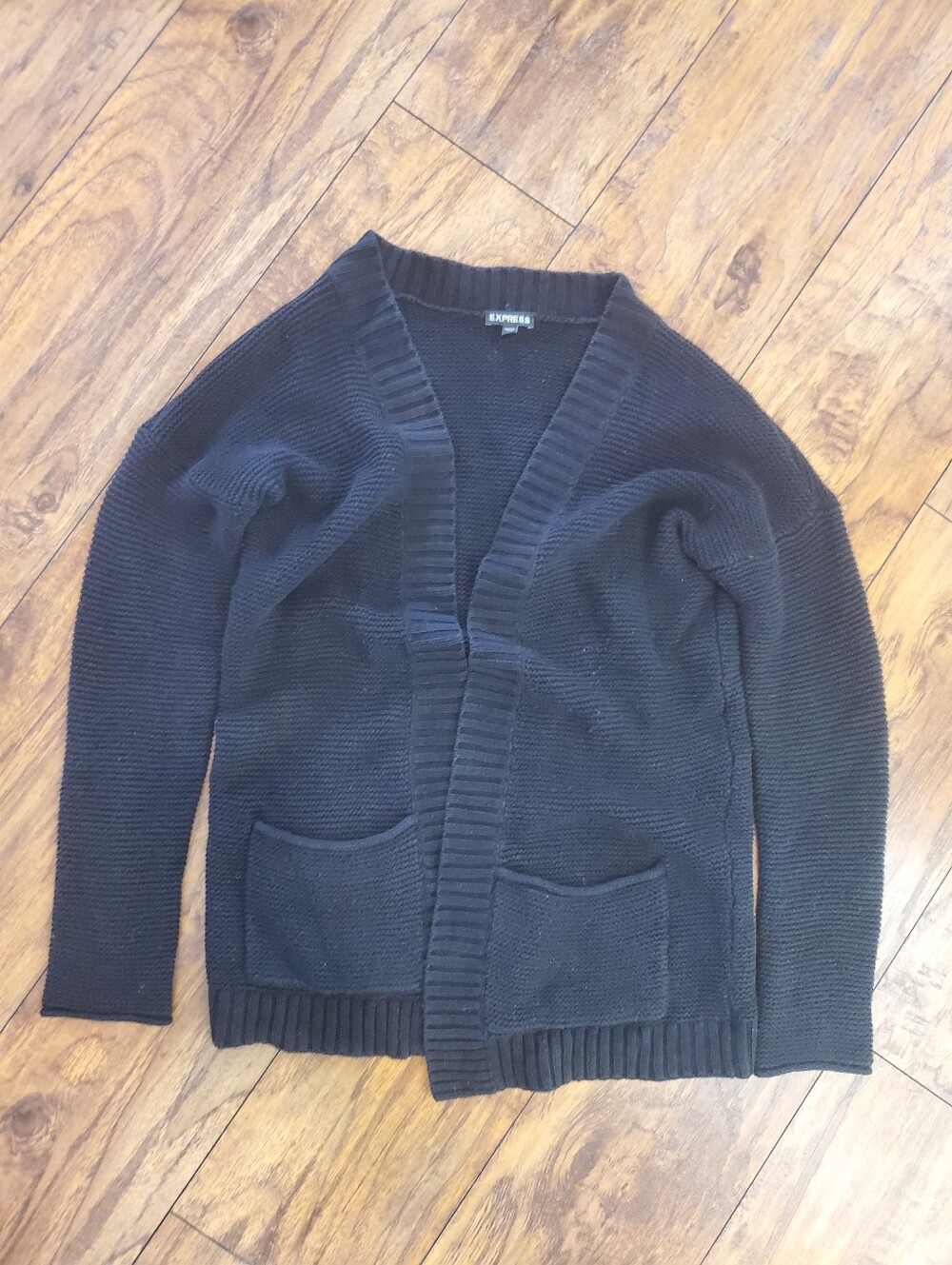 Express Black Open Front Cardigan Sweater Pockets Size Small